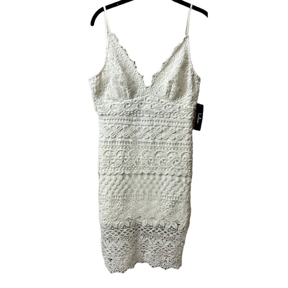 Nwt Lulu’s Miami Nights White Crochet Lace Bodycon Midi Dress - Picture 2 of 10